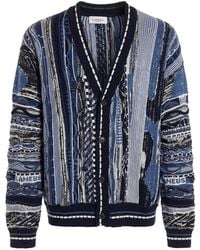 Laneus - Geometric-Motif V-Neck Cardigan - Lyst
