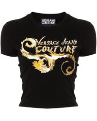Versace Jeans Couture - Chromo Couture Cropped T-Shirt - Lyst