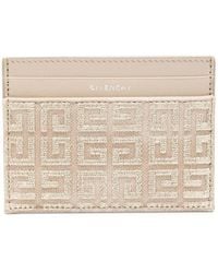 Givenchy - Neutral 4g-embroidered Leather Card Holder - Women's - Cotton/calf Leather - Lyst