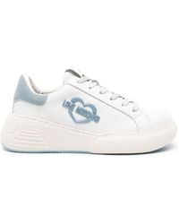 Love Moschino - Logo-plaque Leather Sneakers - Lyst