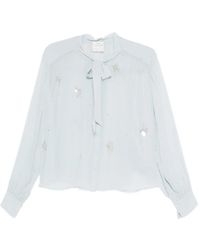 Forte Forte - Blouse Verfraaid Met Kristallen En Gestrikte Hals - Lyst