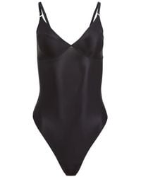 Fleur du Mal - Le Stretch Gloss Wireless Bodysuit V-Neck Bodysuit - Lyst
