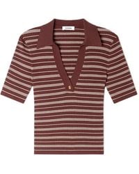 Sandro - Striped V-Neck T-Shirt - Lyst