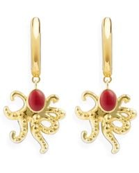 Eshvi - Octopus-Pendant Hoop Earrings - Lyst