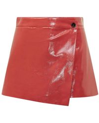 MSGM - Jupe-Short En Cuir Verni À Design Asymétrique - Lyst