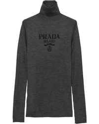 Prada - Wool-Blend Logo Rollneck Sweater - Lyst