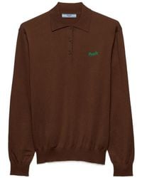 Prada - Polo A Maniche Lunghe Con Logo - Lyst