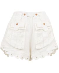 FARM Rio - Scalloped Embroidered Mini Shorts - Lyst