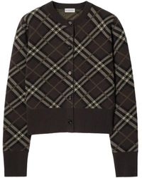 Burberry - Check-Pattern Cashmere Cardigan - Lyst