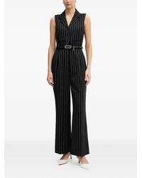 DKNY - Striped Belted Jumpsuit - Lyst