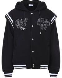 Off-White c/o Virgil Abloh - Fleece Varsity Jacket With Gothic Logo Patches - Lyst
