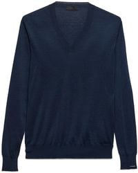 Prada - V-Neck Ribbed Sweater - Lyst