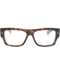 Dolce & Gabbana - Logo Engraved Rectangle-Frame Glasses - Lyst