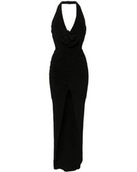 Nissa - Floral-Appliqué Ruched Gown - Lyst