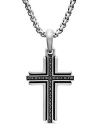 David Yurman - Colgante Deco Cross de 34 mm en plata de ley con diamantes - Lyst