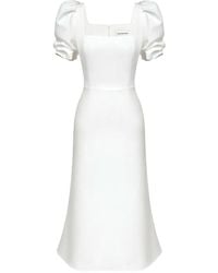 POST MERIDIEM - Abito Midi A Godet Con Scollo Quadrato - Lyst