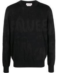 Alexander McQueen - Black Sweater With Graffiti - Lyst