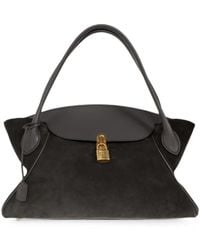 Balmain - Pulse Day Small Padlock-Detail Suede Tote Bag - Lyst