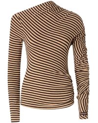 Pinko - Striped Wool-Blend Mock-Turtleneck Sweater - Lyst