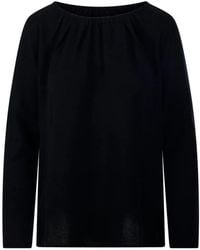 Allude - Gathered Long-Sleeve Blouse - Lyst
