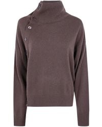 Seventy - Button-Detail High-Neck Sweater - Lyst