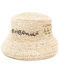 Bimba Y Lola - Logo-embroidered Raffia Bucket Hat - Lyst