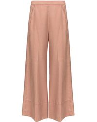 Pinko - Love Birds-Embroidered Washed Wide-Leg Trousers - Lyst