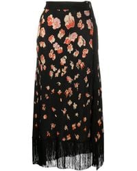 Rabanne - Floral Fringed Skirt - Lyst