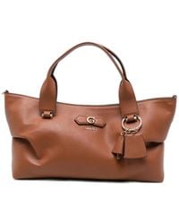 Guess - Susy Logo-Plaque Pebbled Leather Tote Bag - Lyst