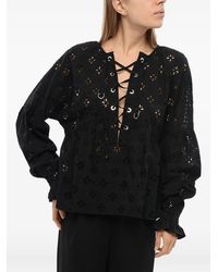 John Richmond - Broderie Anglaise Lace-Up Blouse - Lyst