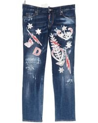 DSquared² - Patch-Detail Distressed Jeans - Lyst