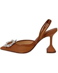 AMINA MUADDI - Begum Mesh Sling 95 Latte-Colored Mesh Pumps With Starbust Embellished Brooch - Lyst