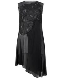 Alberta Ferretti - Midi Lace-Detail Asymmetric Dress - Lyst
