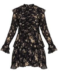 AllSaints - Portia Ruffled Floral-Pattern Mini Dress - Lyst