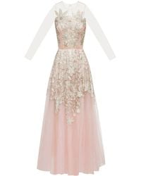 Oscar de la Renta - Floral Sequin-embellished Tulle Gown - Lyst