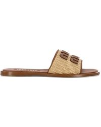 Miu Miu - Logo-Lettering Sandals - Lyst