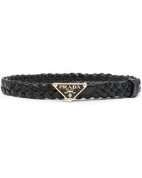Prada - Enamel Triangle-logo Buckle Belt - Women's - Leather - Lyst