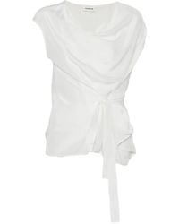 P.A.R.O.S.H. - Saxon Cowl-Neck Tie Blouse - Lyst