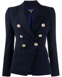 Balmain Blazer Met Dubbele Rij Knopen - Blauw