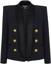 Balmain - Wool Cropped Blazer - Lyst