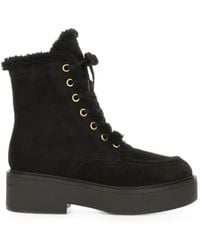 Gianvito Rossi - Shearling-Trim Lace-Up Ankle Boots - Lyst