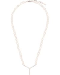 Y. Project - Logo-pendant Faux-pearl Necklace - Lyst