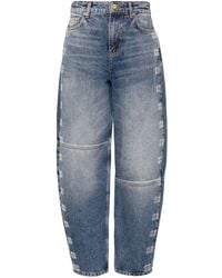 Ganni - | Jeans affusolati a vita alta con logo | female | BLU | 27 - Lyst
