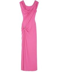 Versace - Dress With Decorative Safety Pin And Draping - Lyst