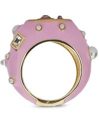 Moi Meme Milano - Crystal-Embellished Enamelled Ring - Lyst