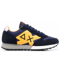 Sun 68 Panelled Low-top Trainers - Blue