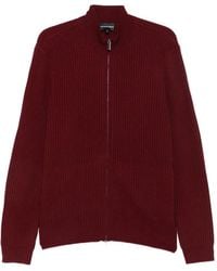 Emporio Armani - Cardigan En Maille Côtelée À Zip - Lyst
