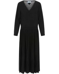 Prada - Vestido de mezcla de lana de estiramiento negro - Lyst