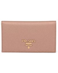 Prada - Logo Plaque Small Saffiano Leather Wallet - Lyst