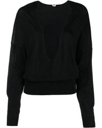 Saint Laurent - Strickoberteil Mit Tiefem V-Ausschnitt - Lyst